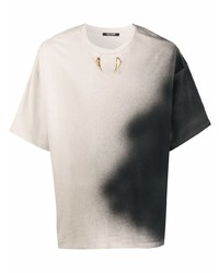 hellbeige bedrucktes T-Shirt mit einem Rundhalsausschnitt von Roberto Cavalli