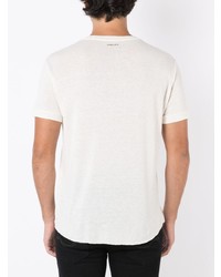 hellbeige bedrucktes T-Shirt mit einem Rundhalsausschnitt von OSKLEN