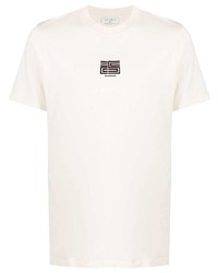 hellbeige bedrucktes T-Shirt mit einem Rundhalsausschnitt von Sandro Paris