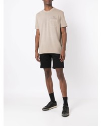 hellbeige bedrucktes T-Shirt mit einem Rundhalsausschnitt von OSKLEN