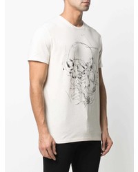 hellbeige bedrucktes T-Shirt mit einem Rundhalsausschnitt von Alexander McQueen