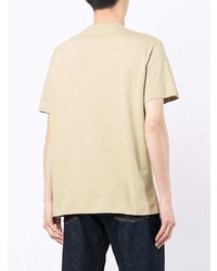 hellbeige bedrucktes T-Shirt mit einem Rundhalsausschnitt von Armani Exchange