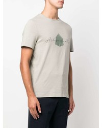 hellbeige bedrucktes T-Shirt mit einem Rundhalsausschnitt von Corneliani