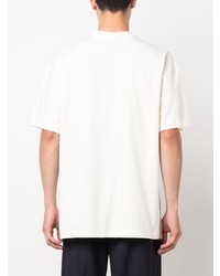 hellbeige bedrucktes T-Shirt mit einem Rundhalsausschnitt von MSGM