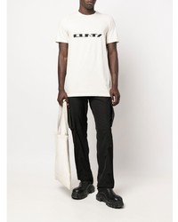 hellbeige bedrucktes T-Shirt mit einem Rundhalsausschnitt von Rick Owens DRKSHDW