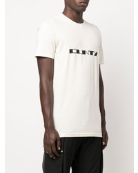 hellbeige bedrucktes T-Shirt mit einem Rundhalsausschnitt von Rick Owens DRKSHDW