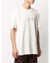 hellbeige bedrucktes T-Shirt mit einem Rundhalsausschnitt von MSGM