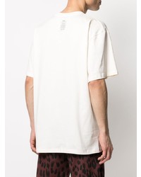 hellbeige bedrucktes T-Shirt mit einem Rundhalsausschnitt von MSGM