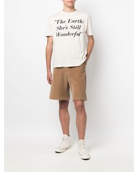 hellbeige bedrucktes T-Shirt mit einem Rundhalsausschnitt von Levi's