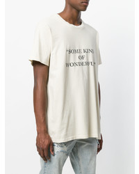 hellbeige bedrucktes T-Shirt mit einem Rundhalsausschnitt von Rhude