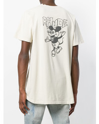 hellbeige bedrucktes T-Shirt mit einem Rundhalsausschnitt von Rhude