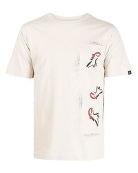 hellbeige bedrucktes T-Shirt mit einem Rundhalsausschnitt von SPORT b. by agnès b.