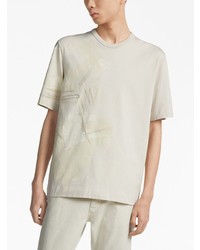 hellbeige bedrucktes T-Shirt mit einem Rundhalsausschnitt von Zegna