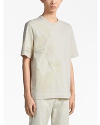 hellbeige bedrucktes T-Shirt mit einem Rundhalsausschnitt von Zegna