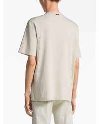 hellbeige bedrucktes T-Shirt mit einem Rundhalsausschnitt von Zegna