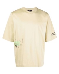 hellbeige bedrucktes T-Shirt mit einem Rundhalsausschnitt von Stone Island Shadow Project