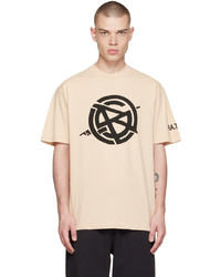 hellbeige bedrucktes T-Shirt mit einem Rundhalsausschnitt von Stray Rats