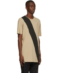 hellbeige bedrucktes T-Shirt mit einem Rundhalsausschnitt von 11 By Boris Bidjan Saberi