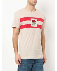 hellbeige bedrucktes T-Shirt mit einem Rundhalsausschnitt von Kent & Curwen