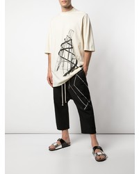 hellbeige bedrucktes T-Shirt mit einem Rundhalsausschnitt von Rick Owens DRKSHDW