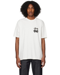 hellbeige bedrucktes T-Shirt mit einem Rundhalsausschnitt von Stussy