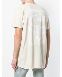 hellbeige bedrucktes T-Shirt mit einem Rundhalsausschnitt von Rhude