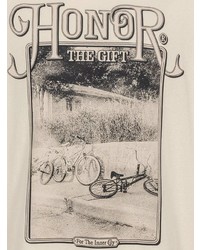 hellbeige bedrucktes T-Shirt mit einem Rundhalsausschnitt von HONOR THE GIFT