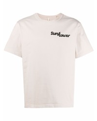 hellbeige bedrucktes T-Shirt mit einem Rundhalsausschnitt von Sunflower