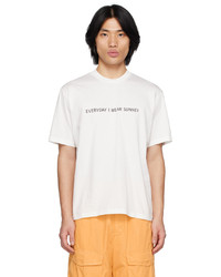 hellbeige bedrucktes T-Shirt mit einem Rundhalsausschnitt von Sunnei