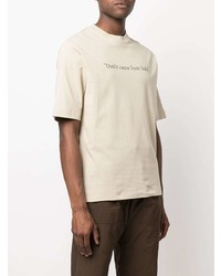 hellbeige bedrucktes T-Shirt mit einem Rundhalsausschnitt von Off-White