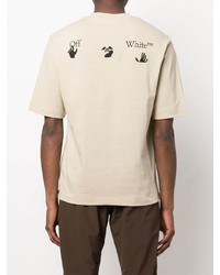 hellbeige bedrucktes T-Shirt mit einem Rundhalsausschnitt von Off-White