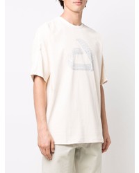 hellbeige bedrucktes T-Shirt mit einem Rundhalsausschnitt von Diesel