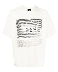 hellbeige bedrucktes T-Shirt mit einem Rundhalsausschnitt von Thom Krom