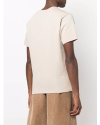 hellbeige bedrucktes T-Shirt mit einem Rundhalsausschnitt von Kenzo