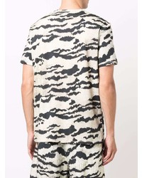 hellbeige bedrucktes T-Shirt mit einem Rundhalsausschnitt von Just Cavalli