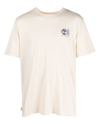 hellbeige bedrucktes T-Shirt mit einem Rundhalsausschnitt von Timberland