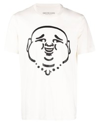 hellbeige bedrucktes T-Shirt mit einem Rundhalsausschnitt von True Religion