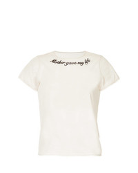 hellbeige bedrucktes T-Shirt mit einem Rundhalsausschnitt von Tu Es Mon Trésor