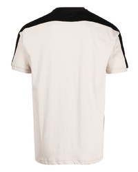 hellbeige bedrucktes T-Shirt mit einem Rundhalsausschnitt von Ea7 Emporio Armani