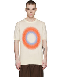 hellbeige bedrucktes T-Shirt mit einem Rundhalsausschnitt von UNIFORME