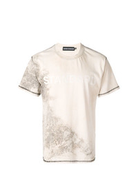 hellbeige bedrucktes T-Shirt mit einem Rundhalsausschnitt von United Standard