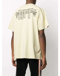 hellbeige bedrucktes T-Shirt mit einem Rundhalsausschnitt von Off-White