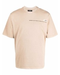 hellbeige bedrucktes T-Shirt mit einem Rundhalsausschnitt von VAL KRISTOPHE