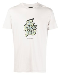 hellbeige bedrucktes T-Shirt mit einem Rundhalsausschnitt von Viktor & Rolf