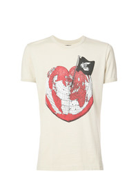 hellbeige bedrucktes T-Shirt mit einem Rundhalsausschnitt von Vivienne Westwood Anglomania