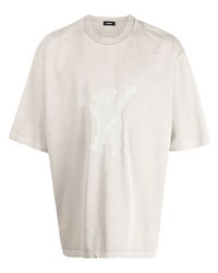 hellbeige bedrucktes T-Shirt mit einem Rundhalsausschnitt von We11done