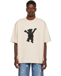hellbeige bedrucktes T-Shirt mit einem Rundhalsausschnitt von We11done