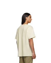 hellbeige bedrucktes T-Shirt mit einem Rundhalsausschnitt von Gucci