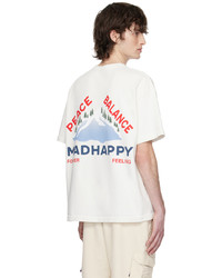 hellbeige bedrucktes T-Shirt mit einem Rundhalsausschnitt von Madhappy
