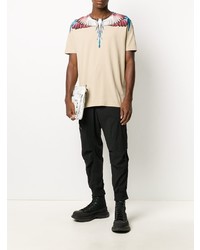 hellbeige bedrucktes T-Shirt mit einem Rundhalsausschnitt von Marcelo Burlon County of Milan